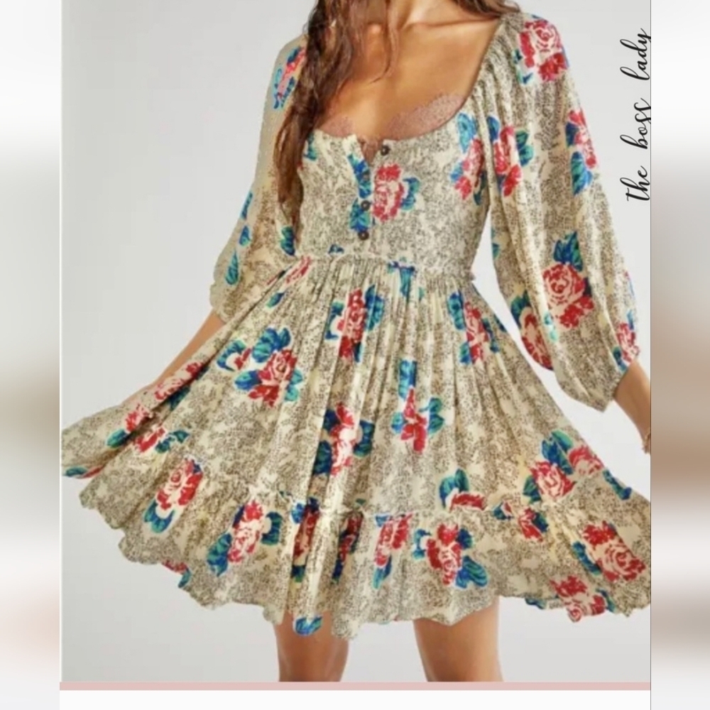 NEW Free People mini dress XS floral